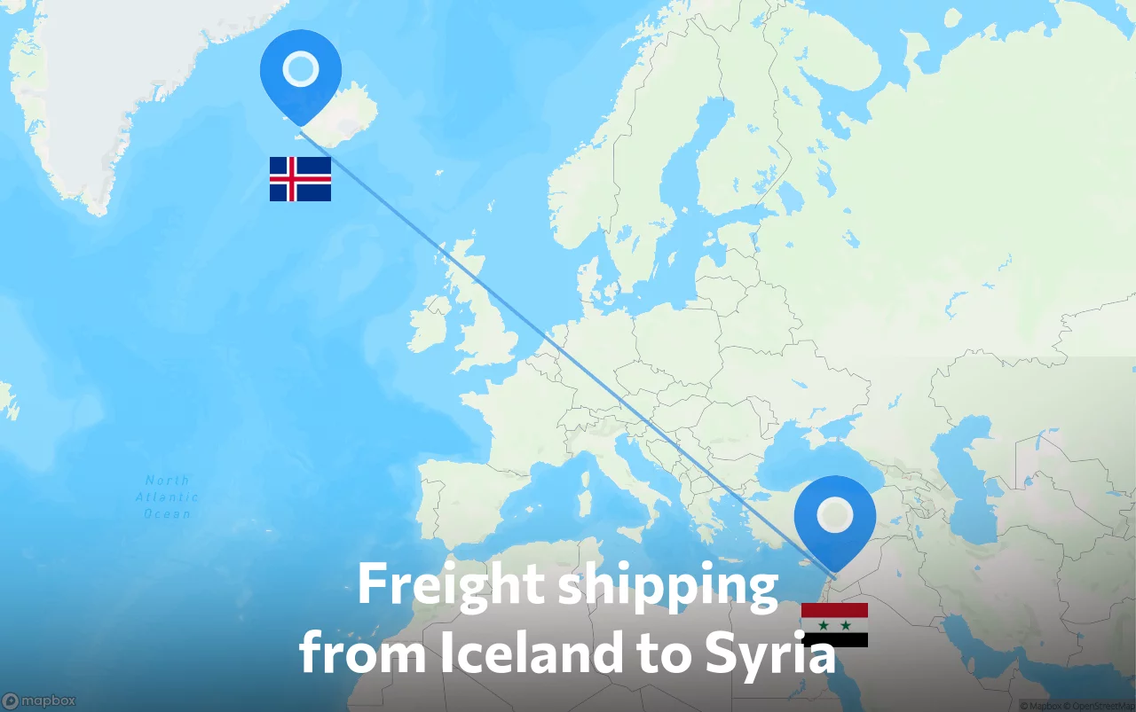 Shipping route from Iceland to Syria