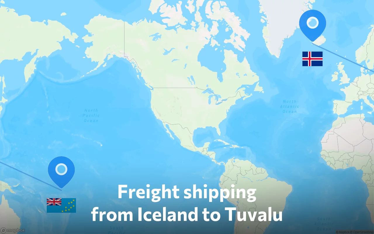 Shipping route from Iceland to Tuvalu