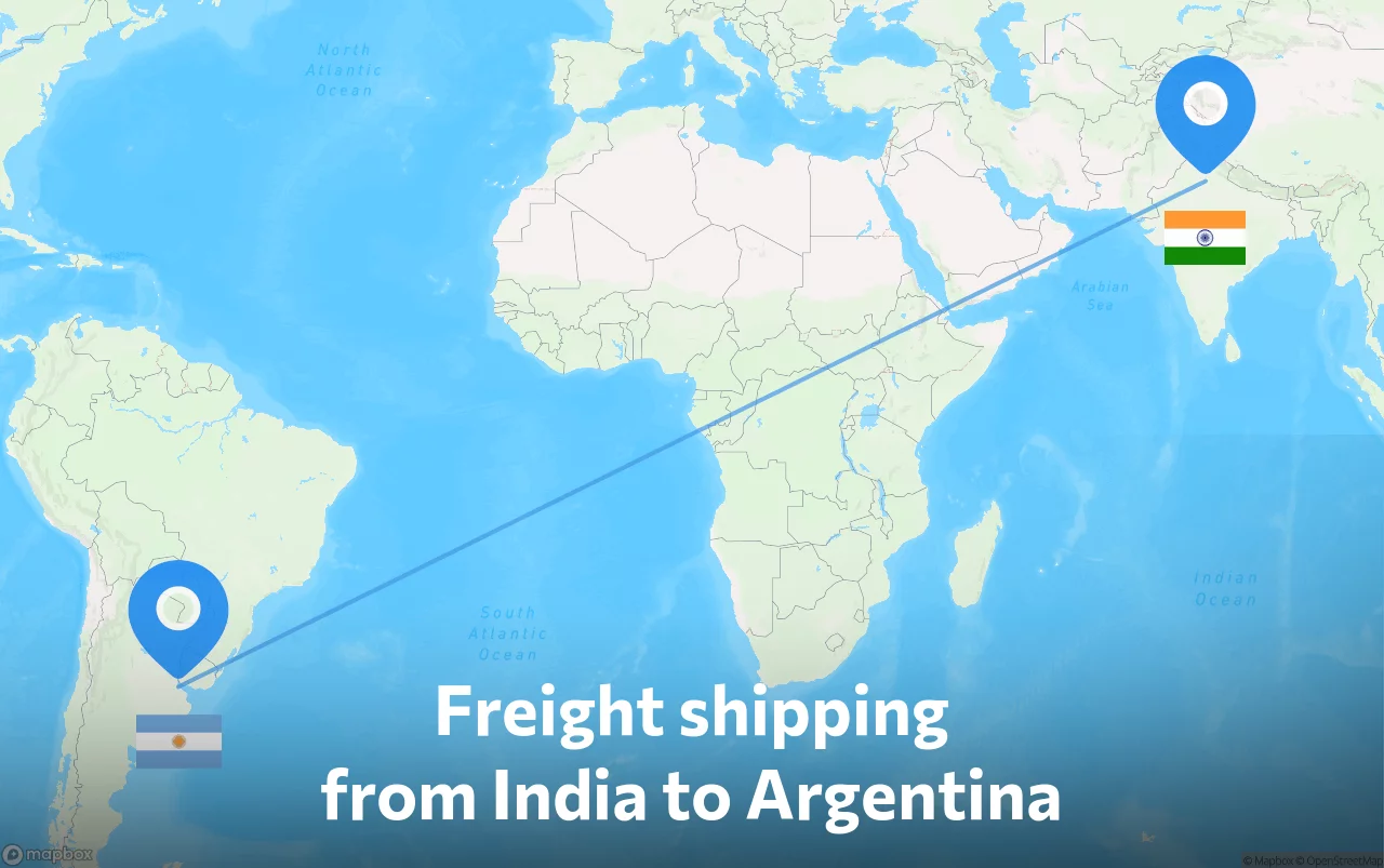 Shipping route from India to Argentina