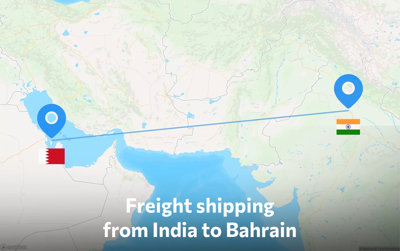 Shipping route from India to Bahrain