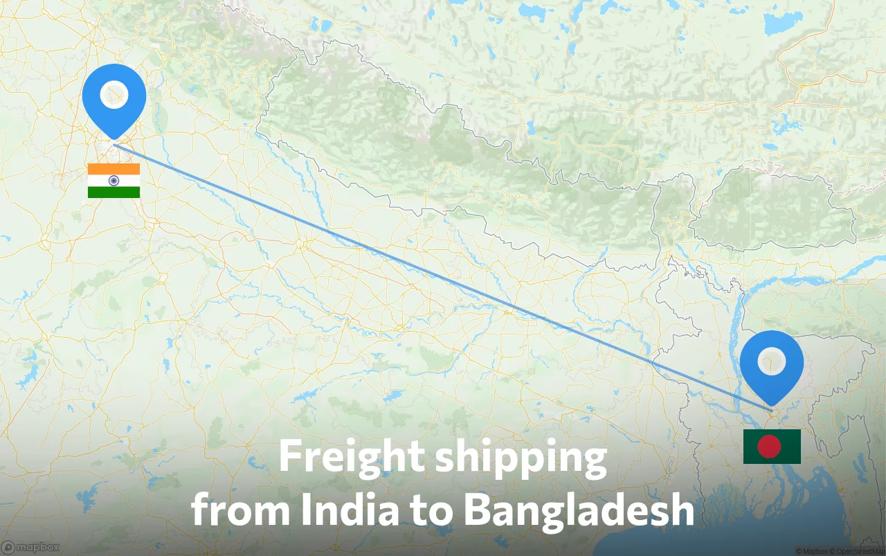 Shipping route from India to Bangladesh