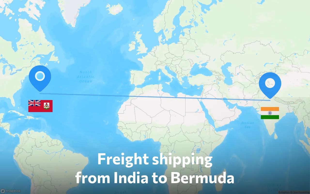 Shipping route from India to Bermuda