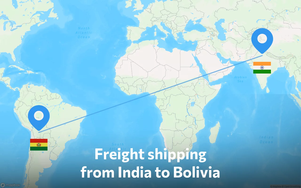 Shipping route from India to Bolivia