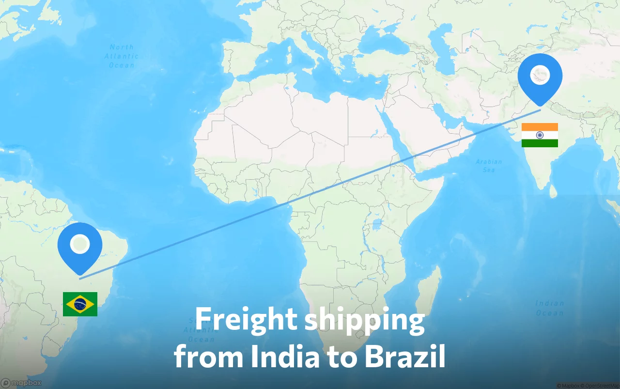 Shipping route from India to Brazil