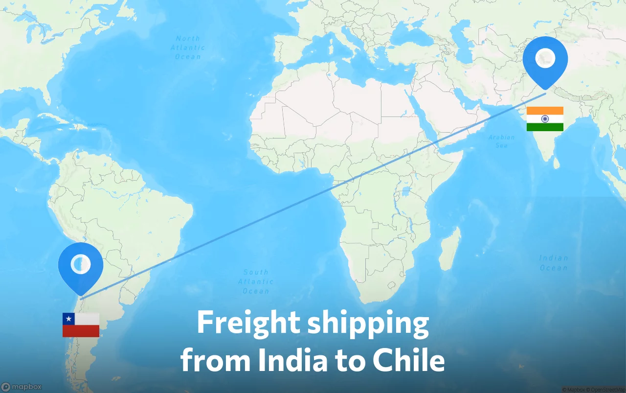 Shipping route from India to Chile