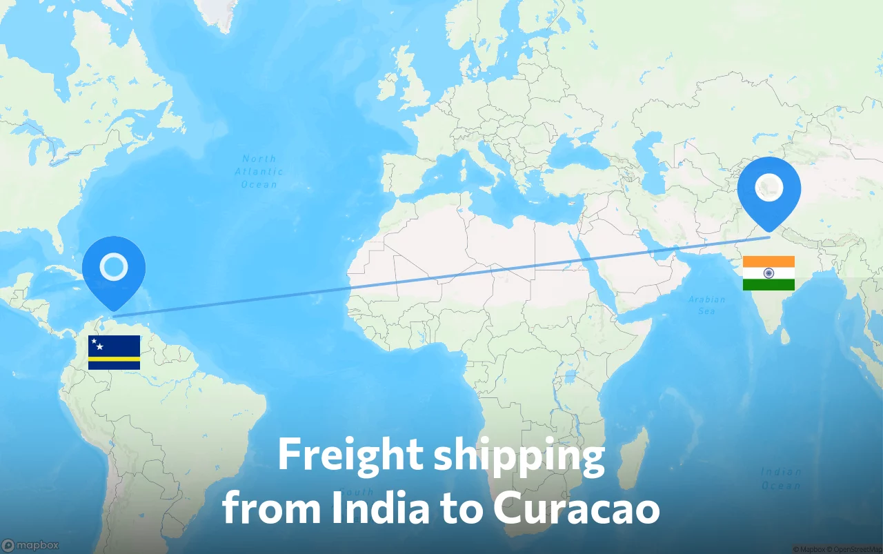 Shipping route from India to Curacao