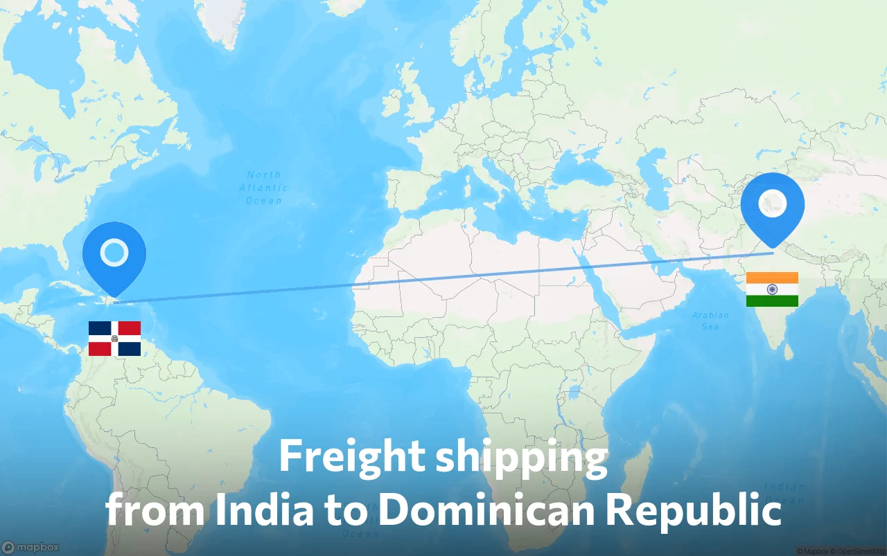Shipping route from India to Dominican Republic