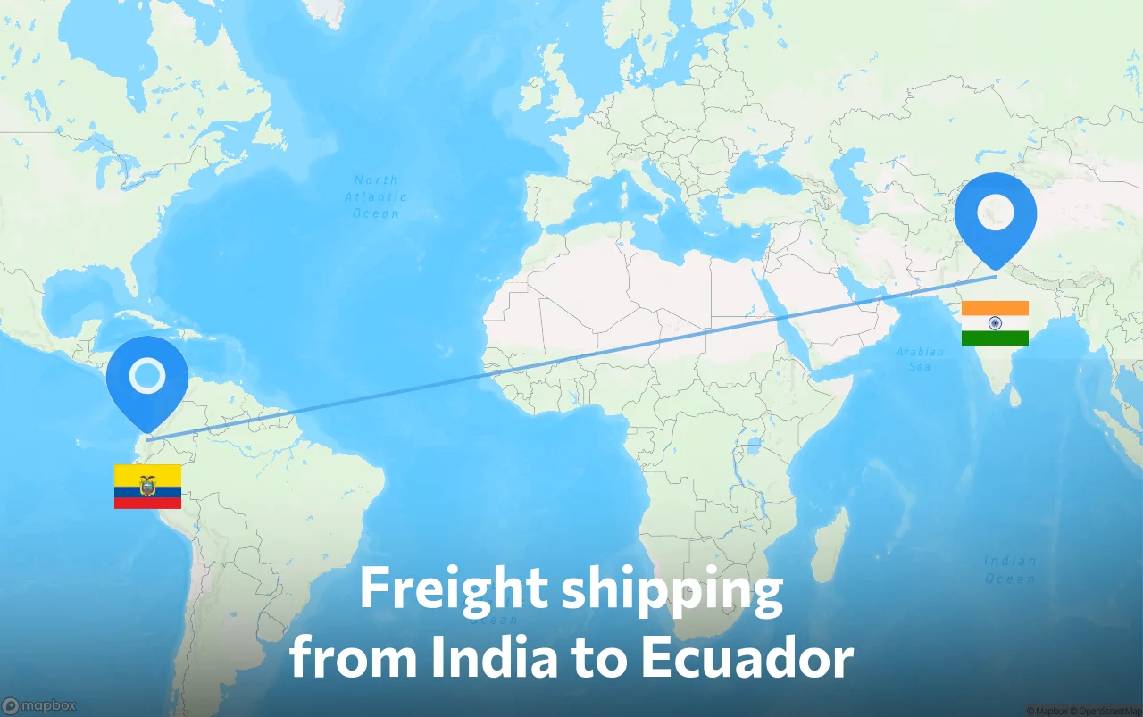 Shipping route from India to Ecuador