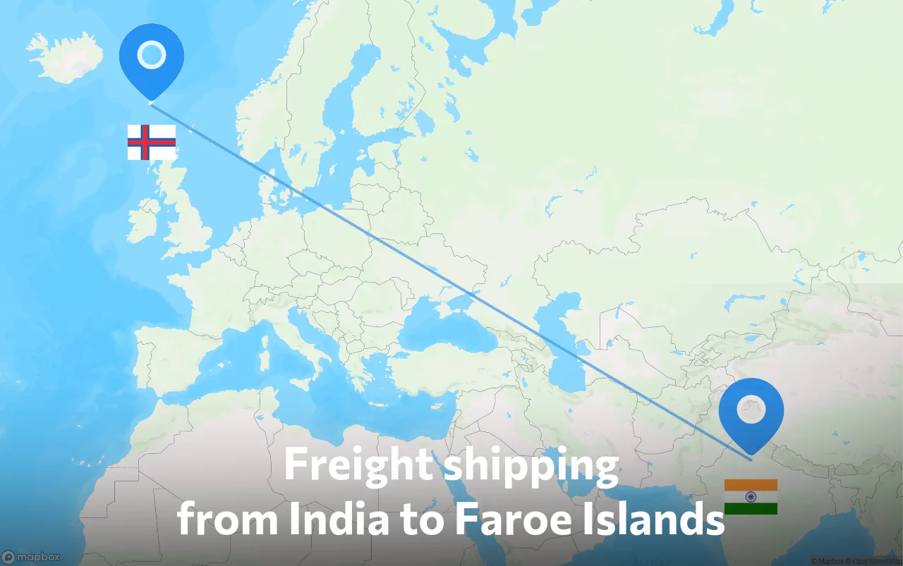 Shipping route from India to Faroe Islands