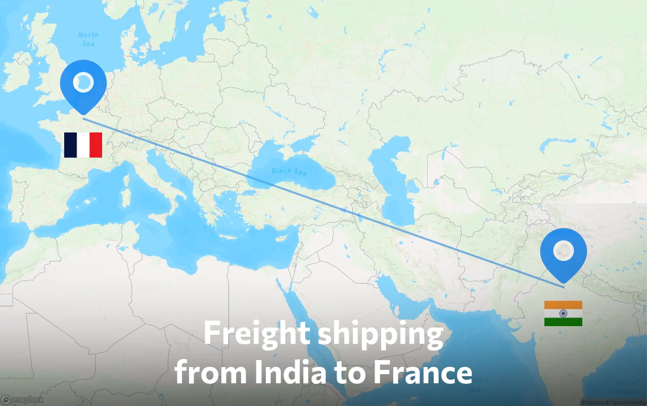 Shipping route from India to France