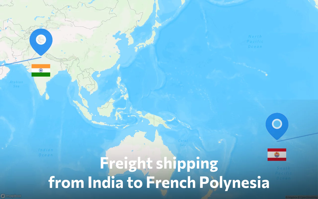 Shipping route from India to French Polynesia