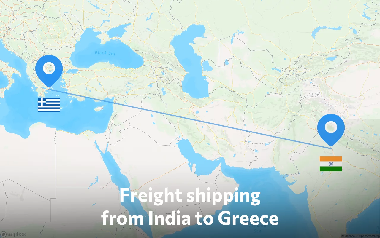 Shipping route from India to Greece