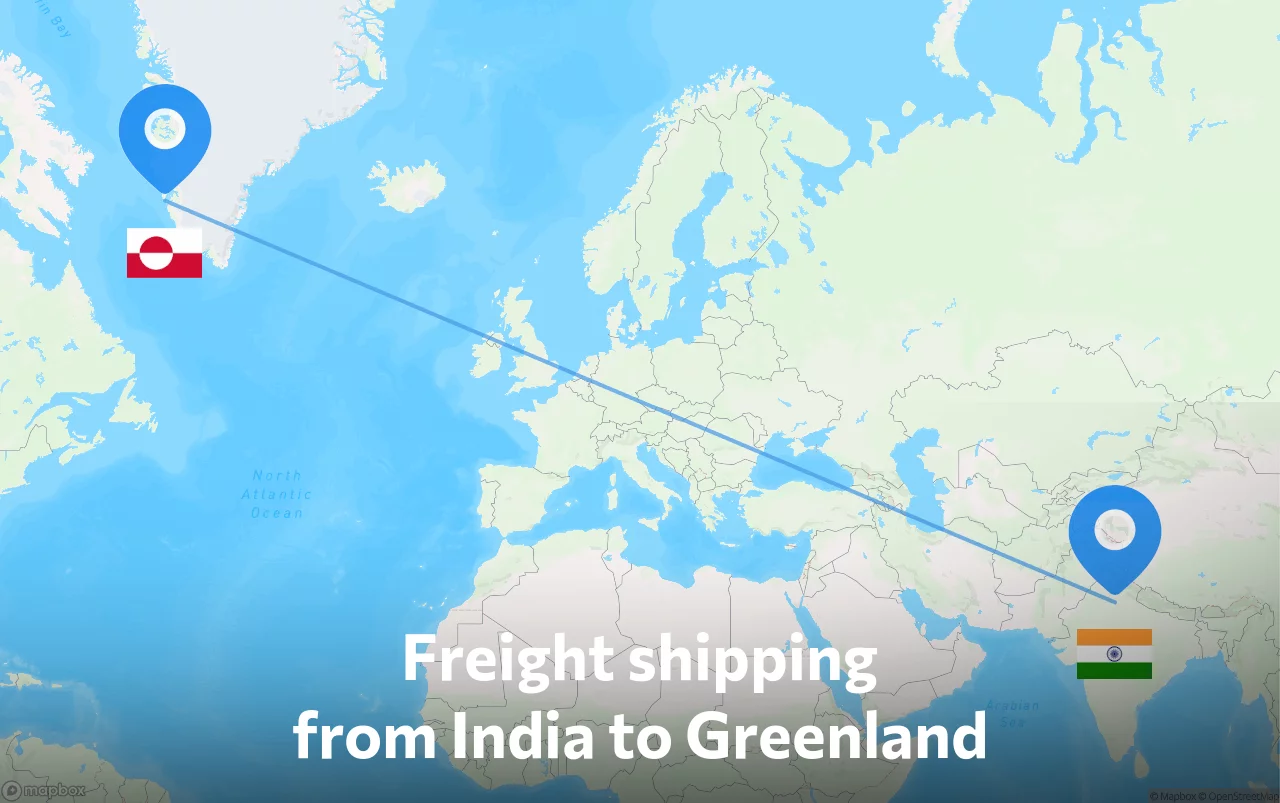Shipping route from India to Greenland
