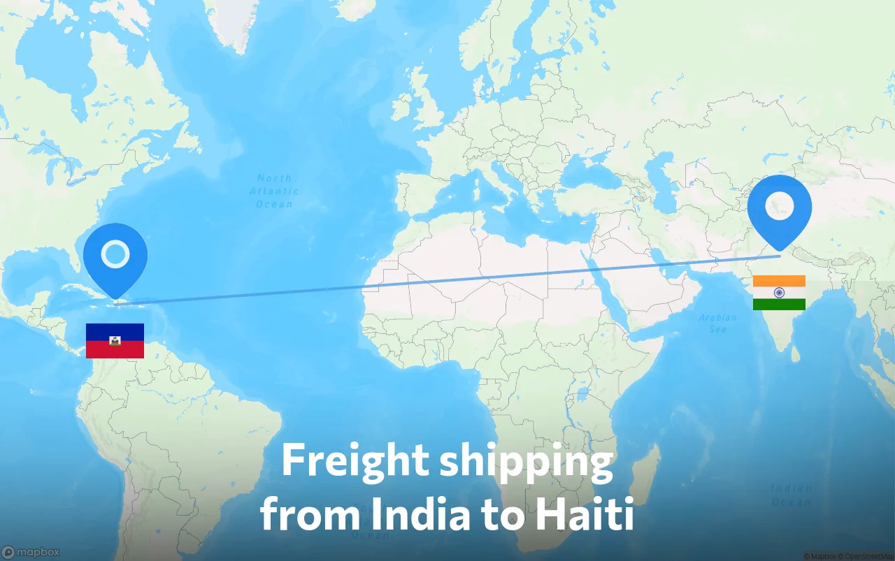 Shipping route from India to Haiti