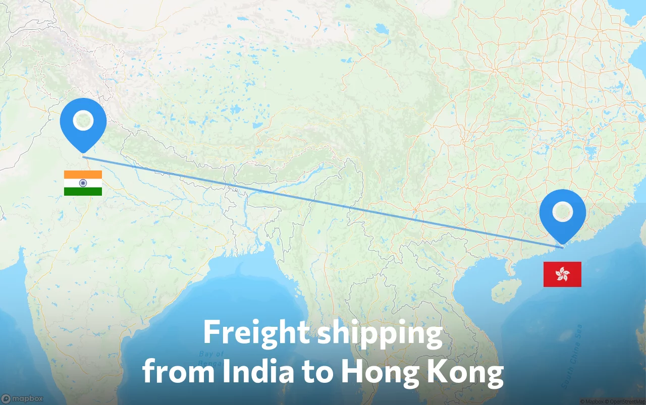 Shipping route from India to Hong Kong