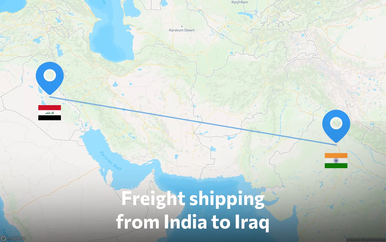 Shipping route from India to Iraq