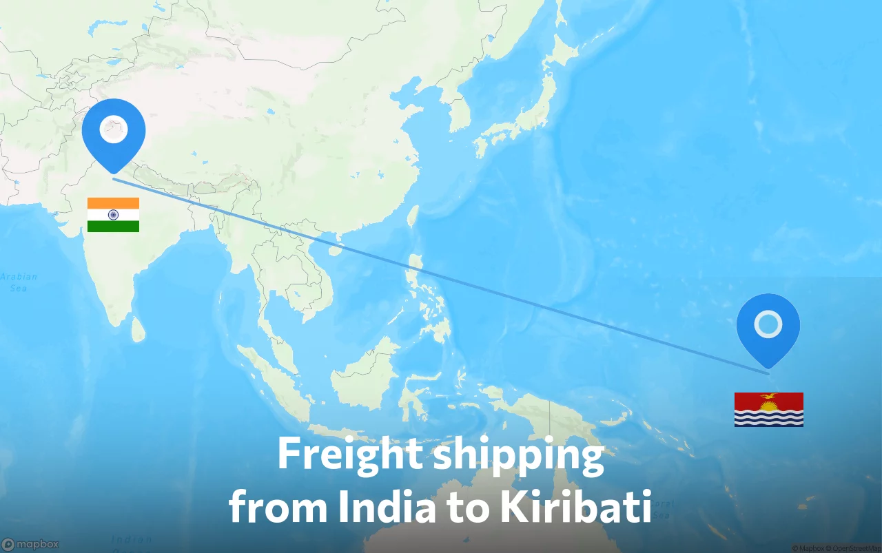 Shipping route from India to Kiribati