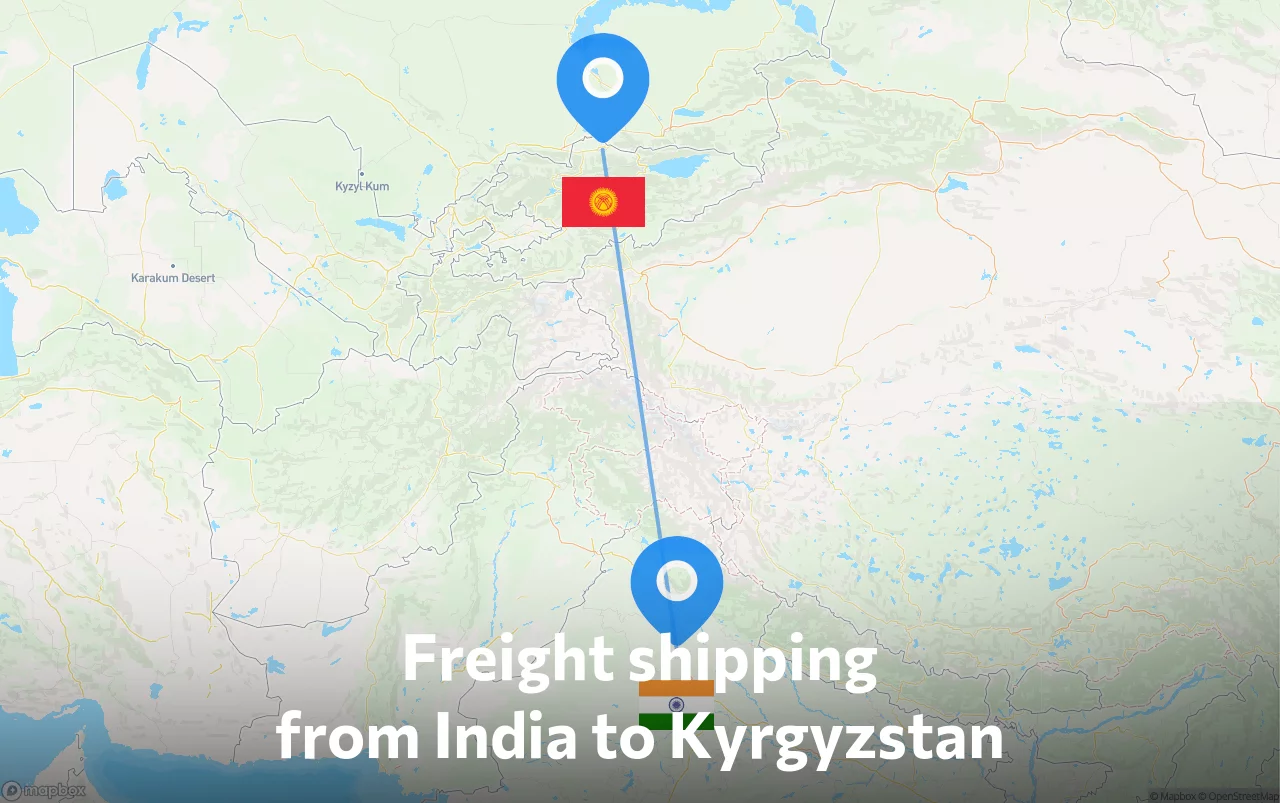 Shipping route from India to Kyrgyzstan