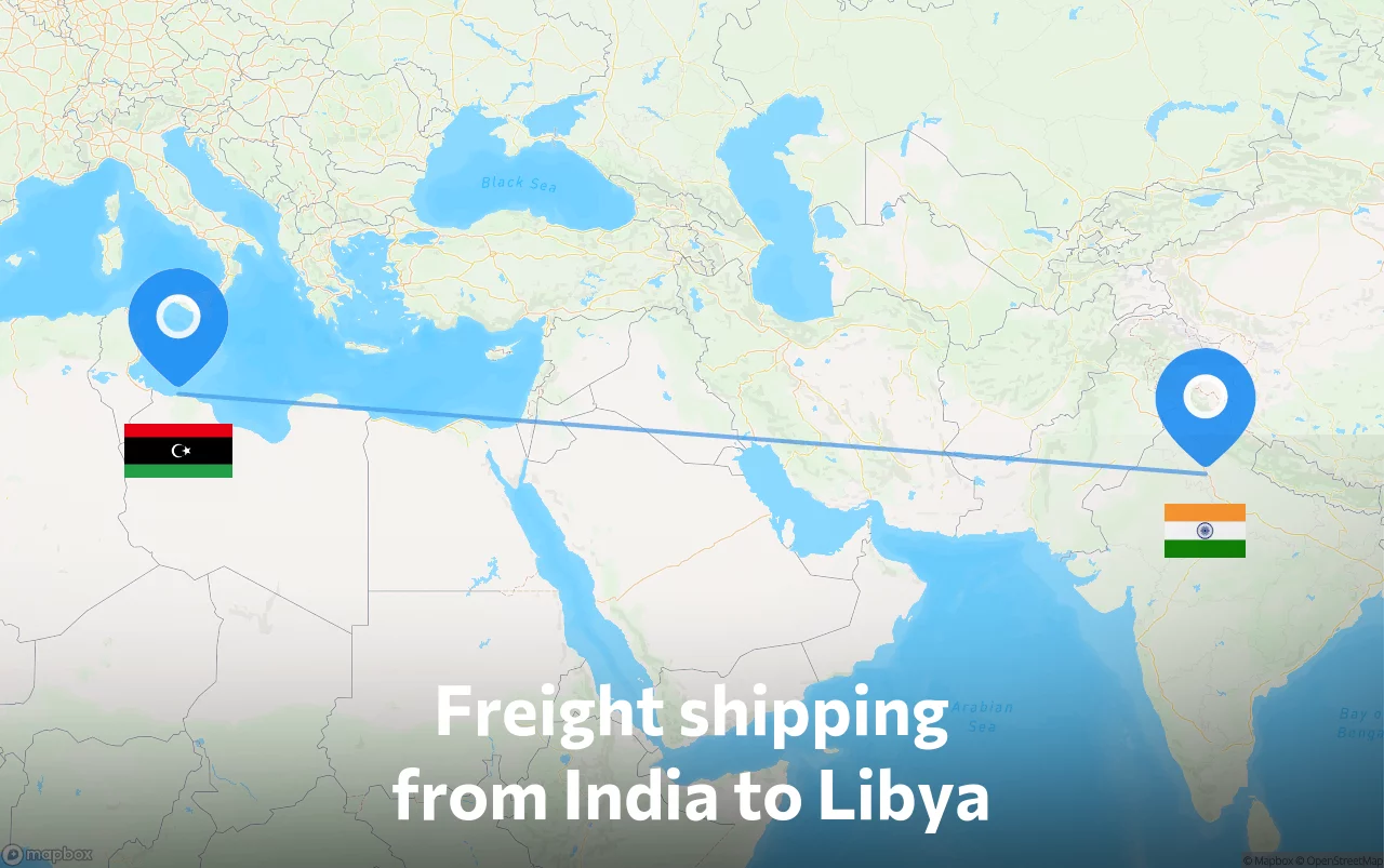 Shipping route from India to Libya