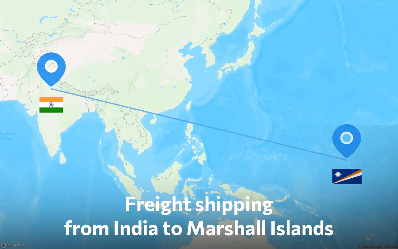 Shipping route from India to Marshall Islands