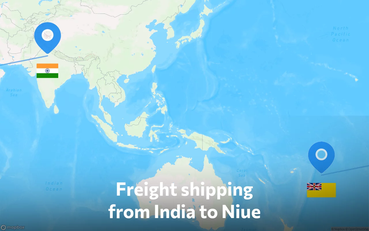 Shipping route from India to Niue
