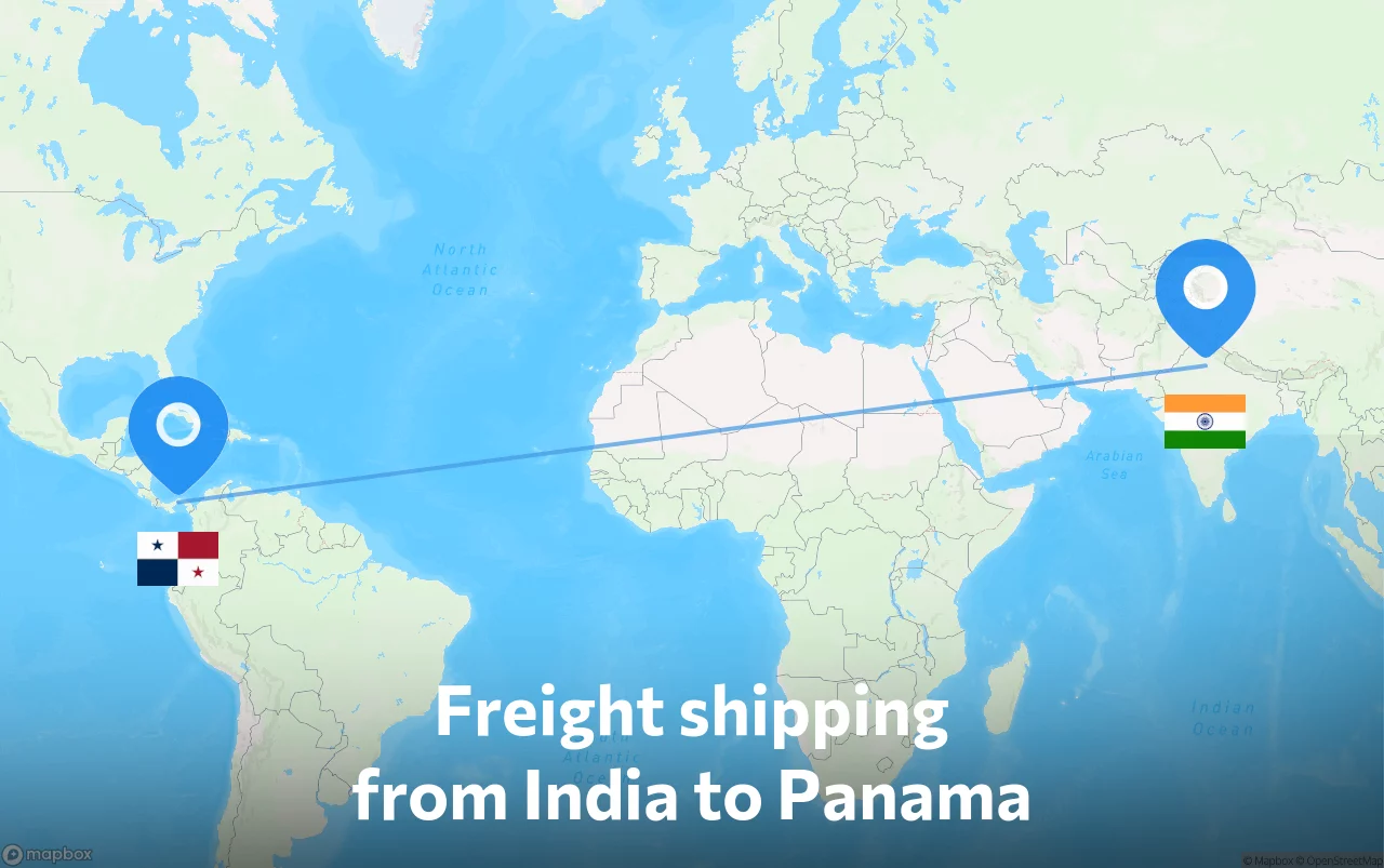 Shipping route from India to Panama