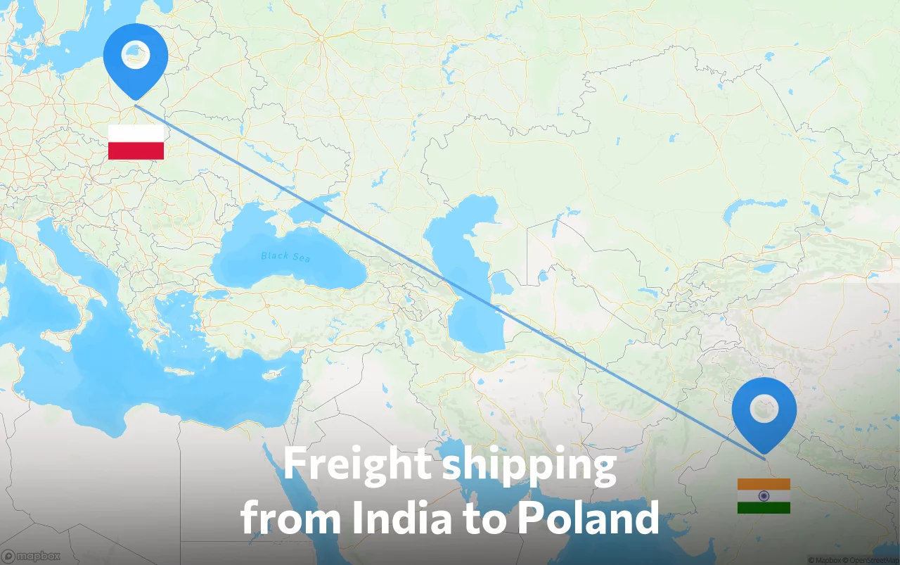 Shipping route from India to Poland