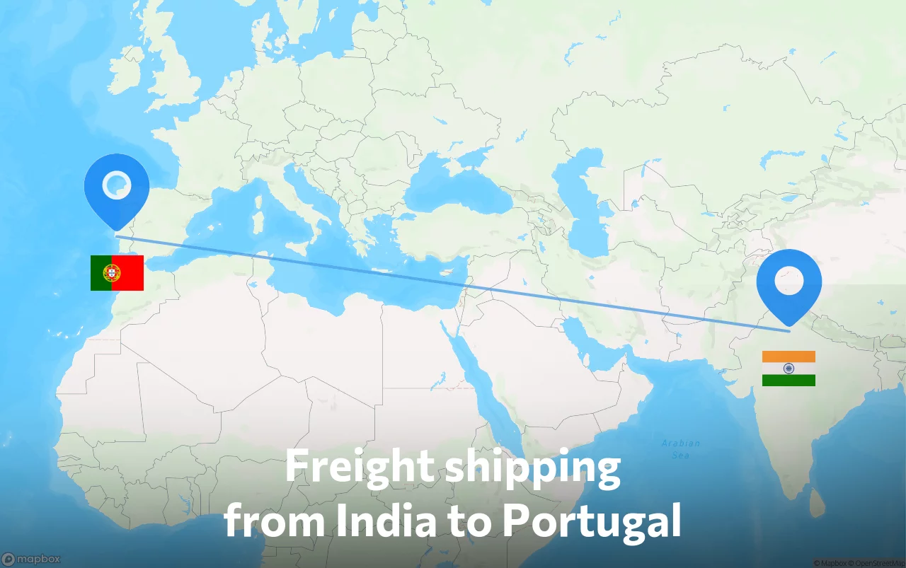 Shipping route from India to Portugal
