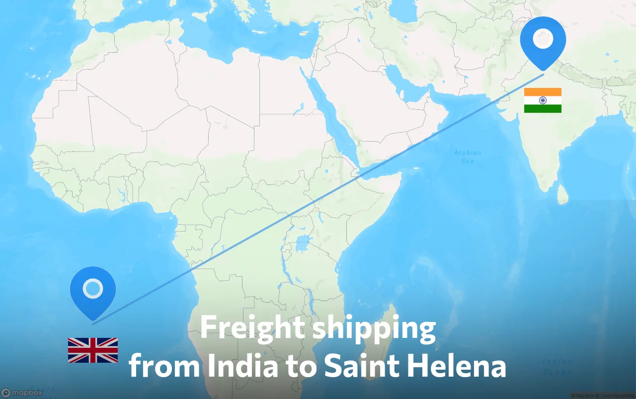 Shipping route from India to Saint Helena