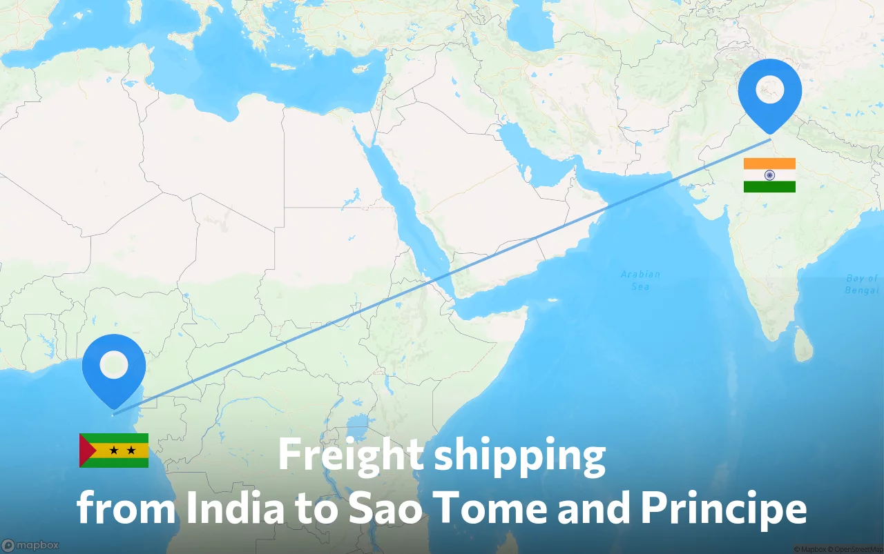Shipping route from India to Sao Tome and Principe