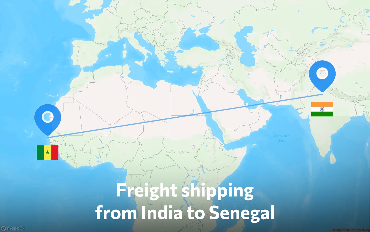Shipping route from India to Senegal