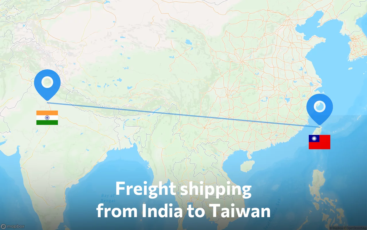 Shipping route from India to Taiwan