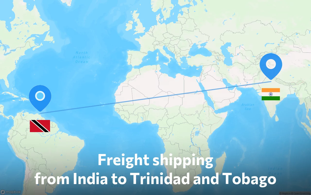 Shipping route from India to Trinidad and Tobago