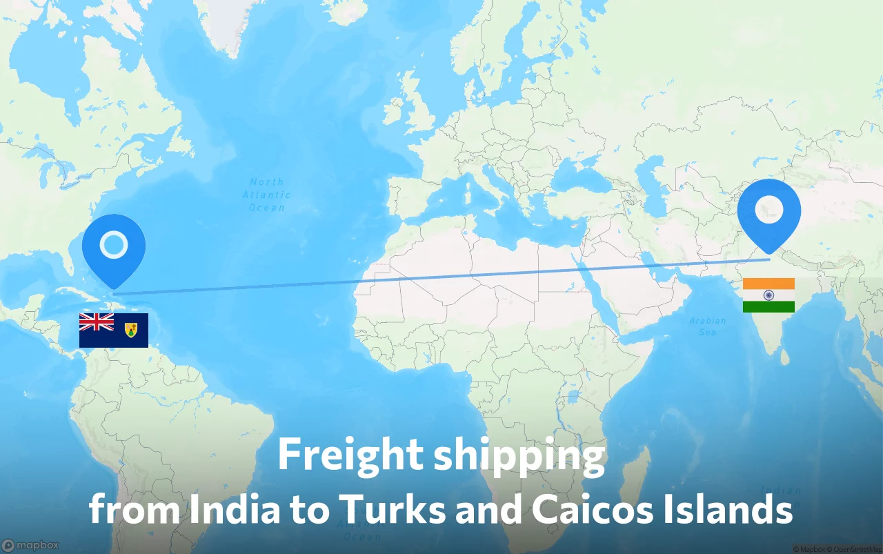 Shipping route from India to Turks and Caicos Islands