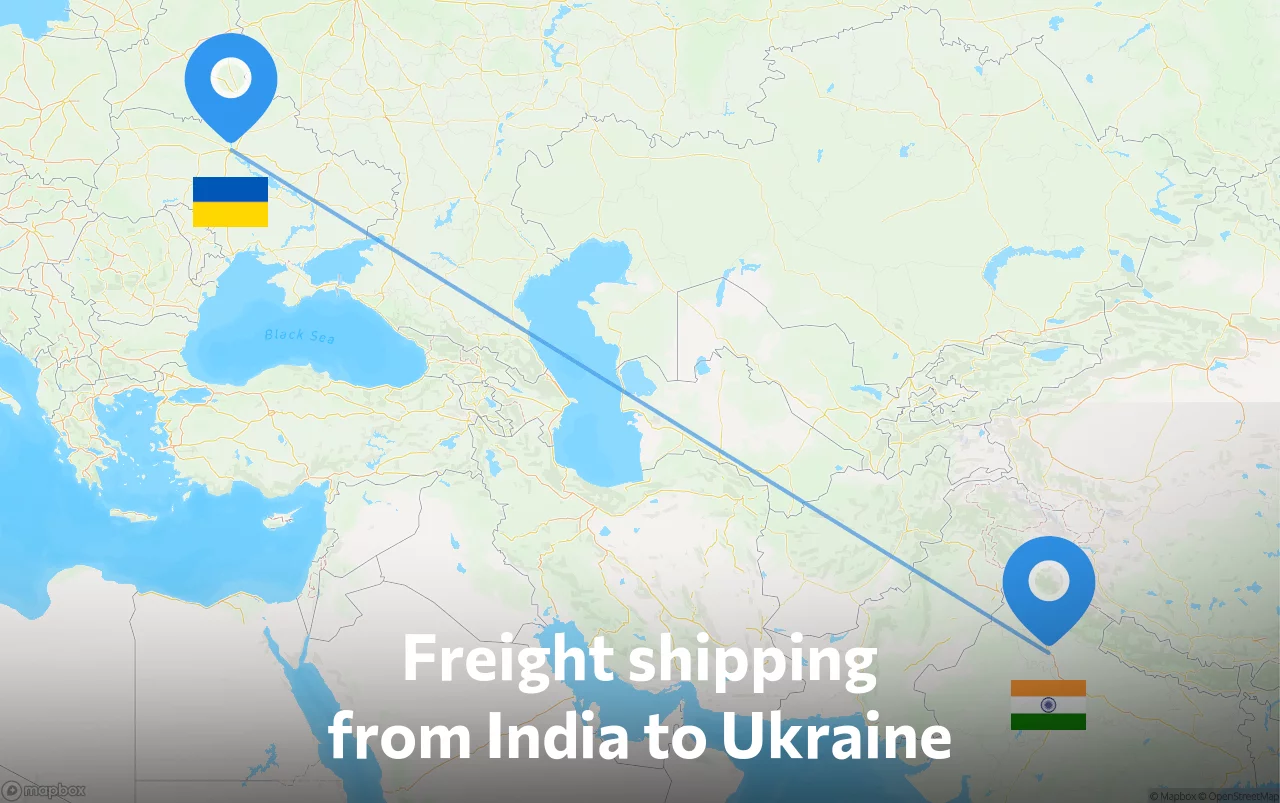 Shipping route from India to Ukraine