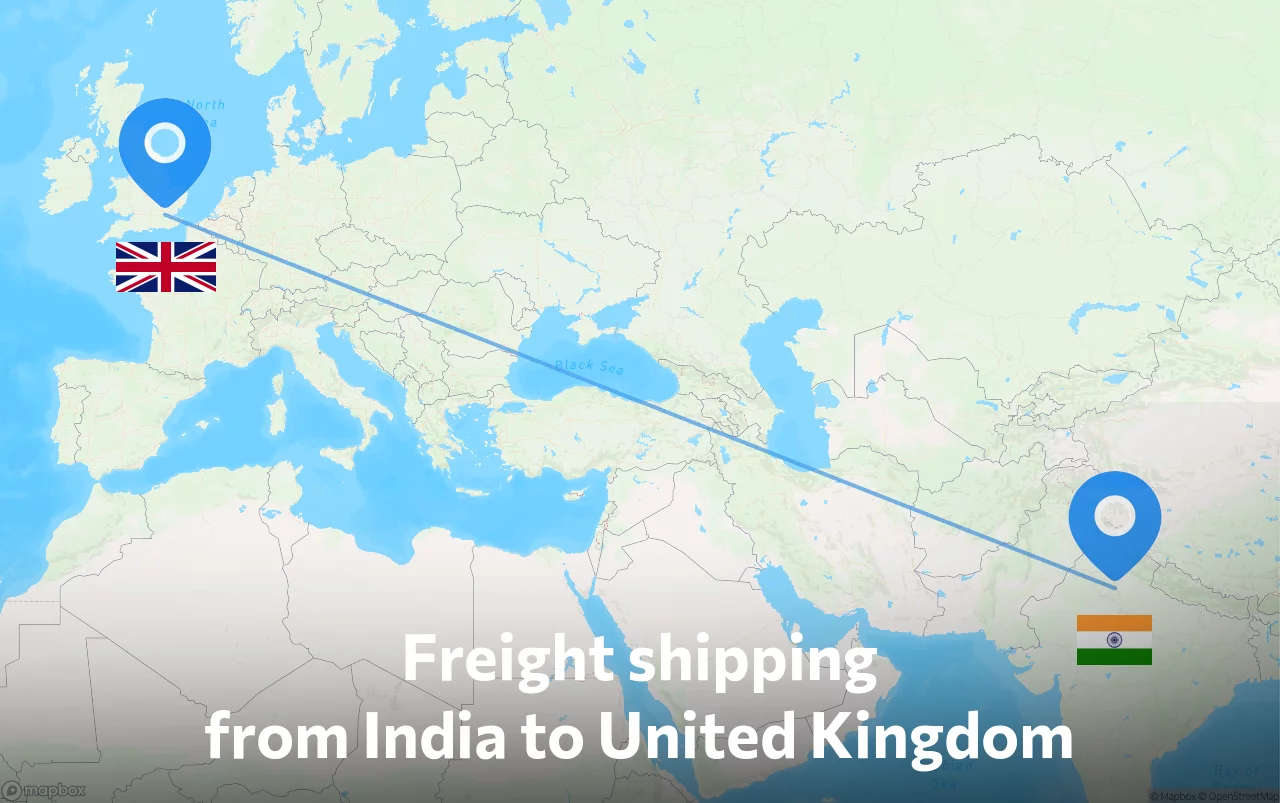 Shipping route from India to United Kingdom