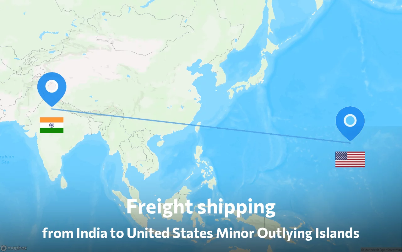 Shipping route from India to United States Minor Outlying Islands