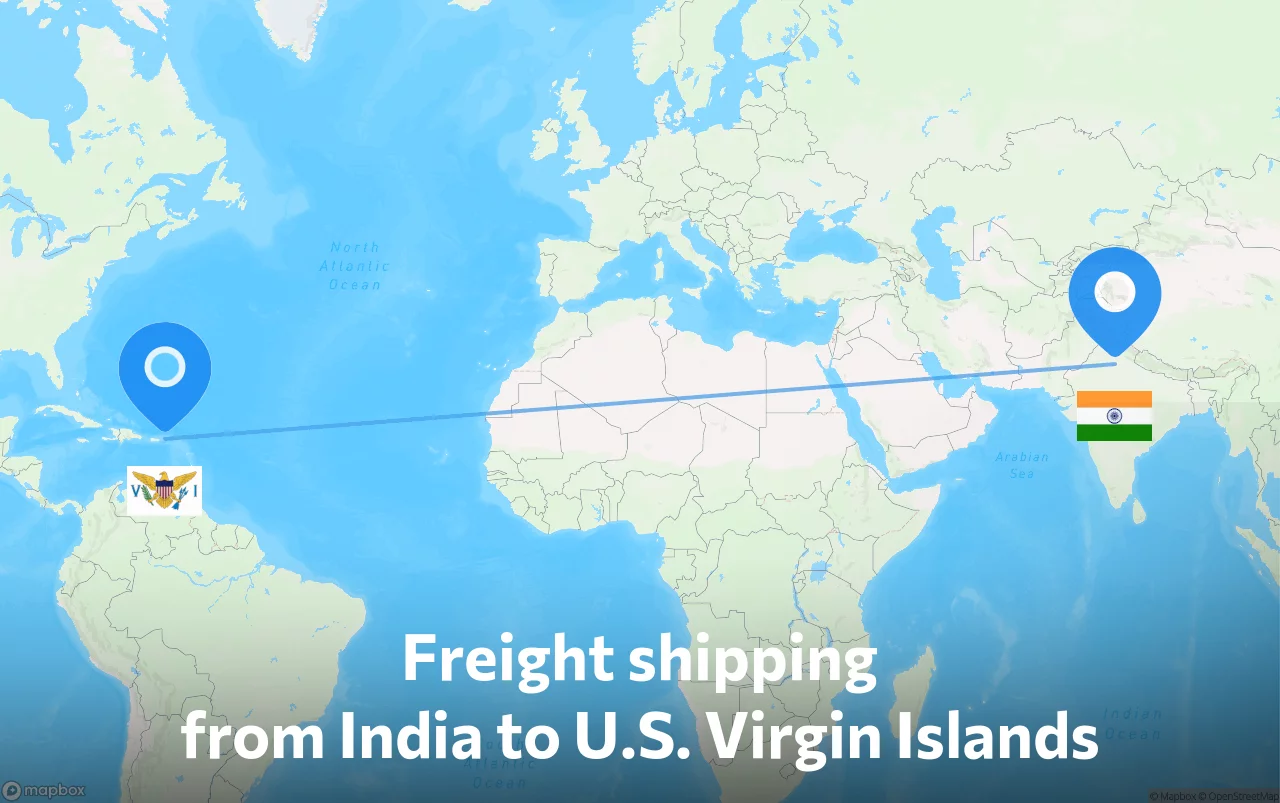 Shipping route from India to U.S. Virgin Islands