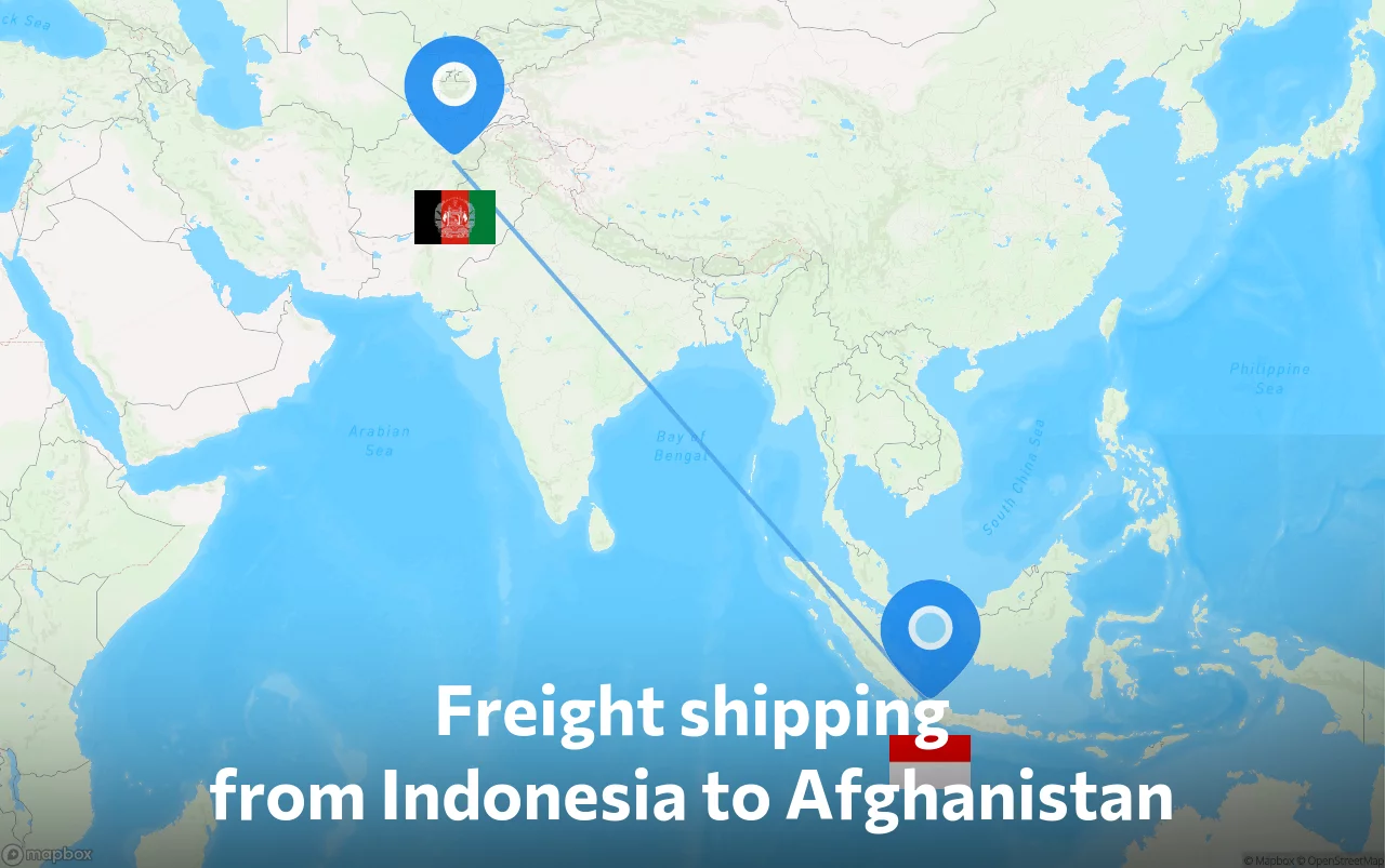 Shipping route from Indonesia to Afghanistan