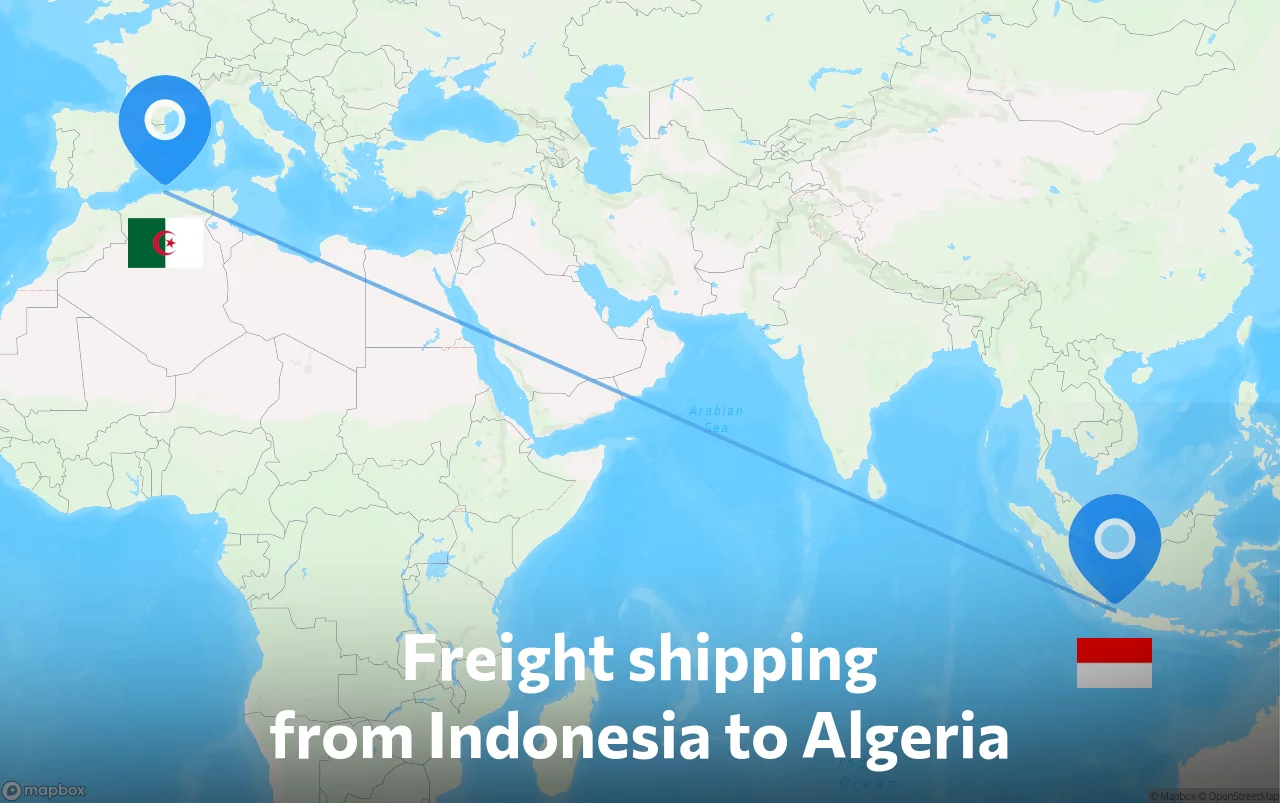 Shipping route from Indonesia to Algeria