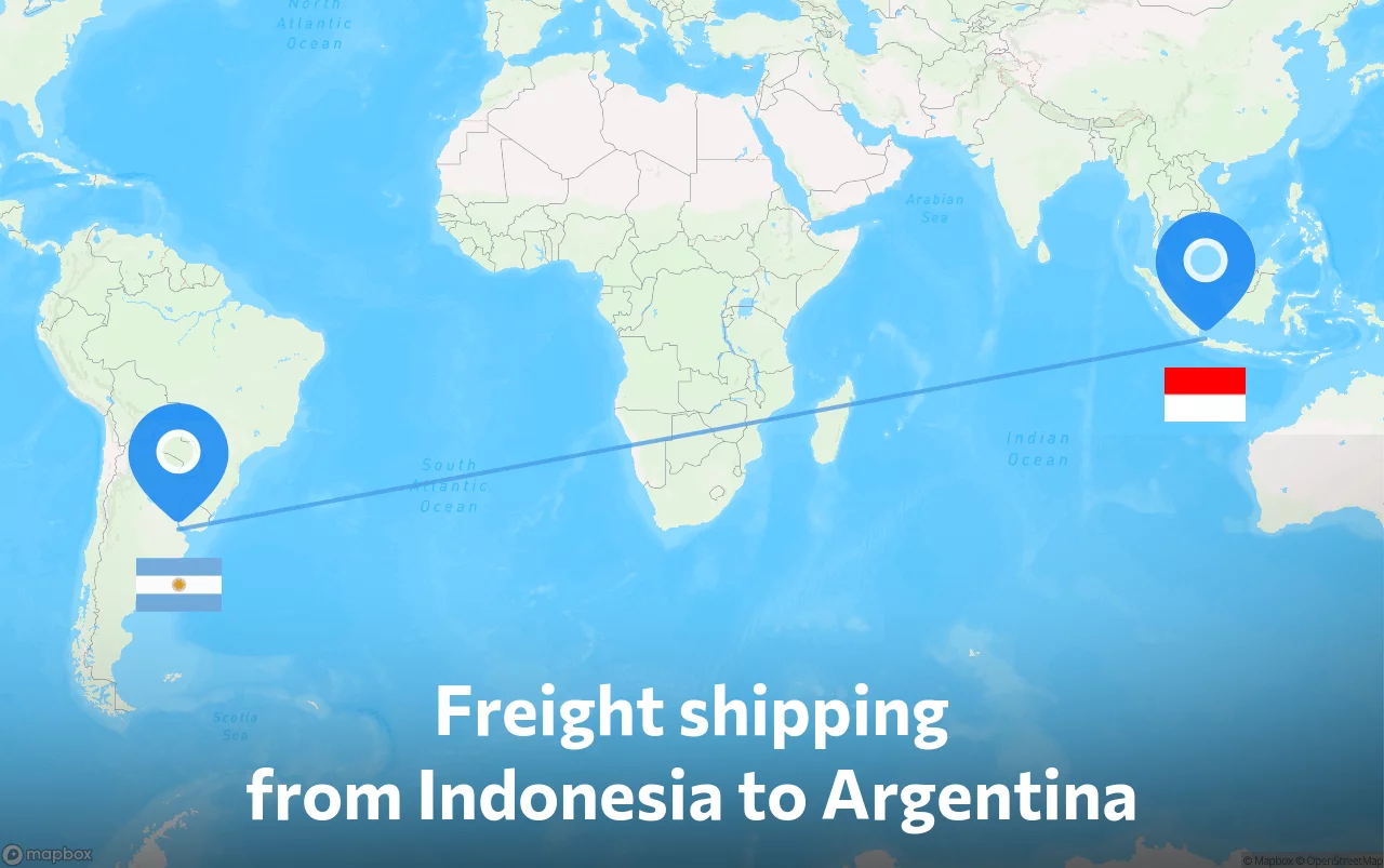 Shipping route from Indonesia to Argentina