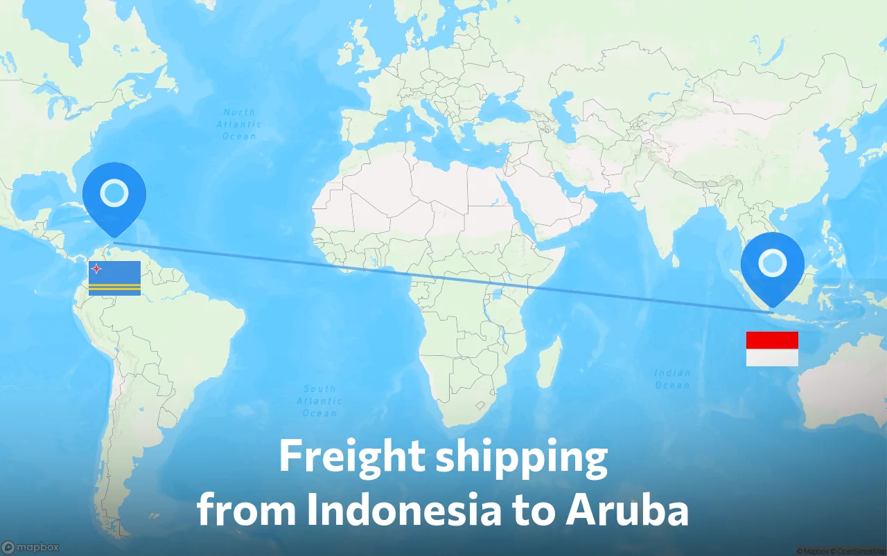 Shipping route from Indonesia to Aruba