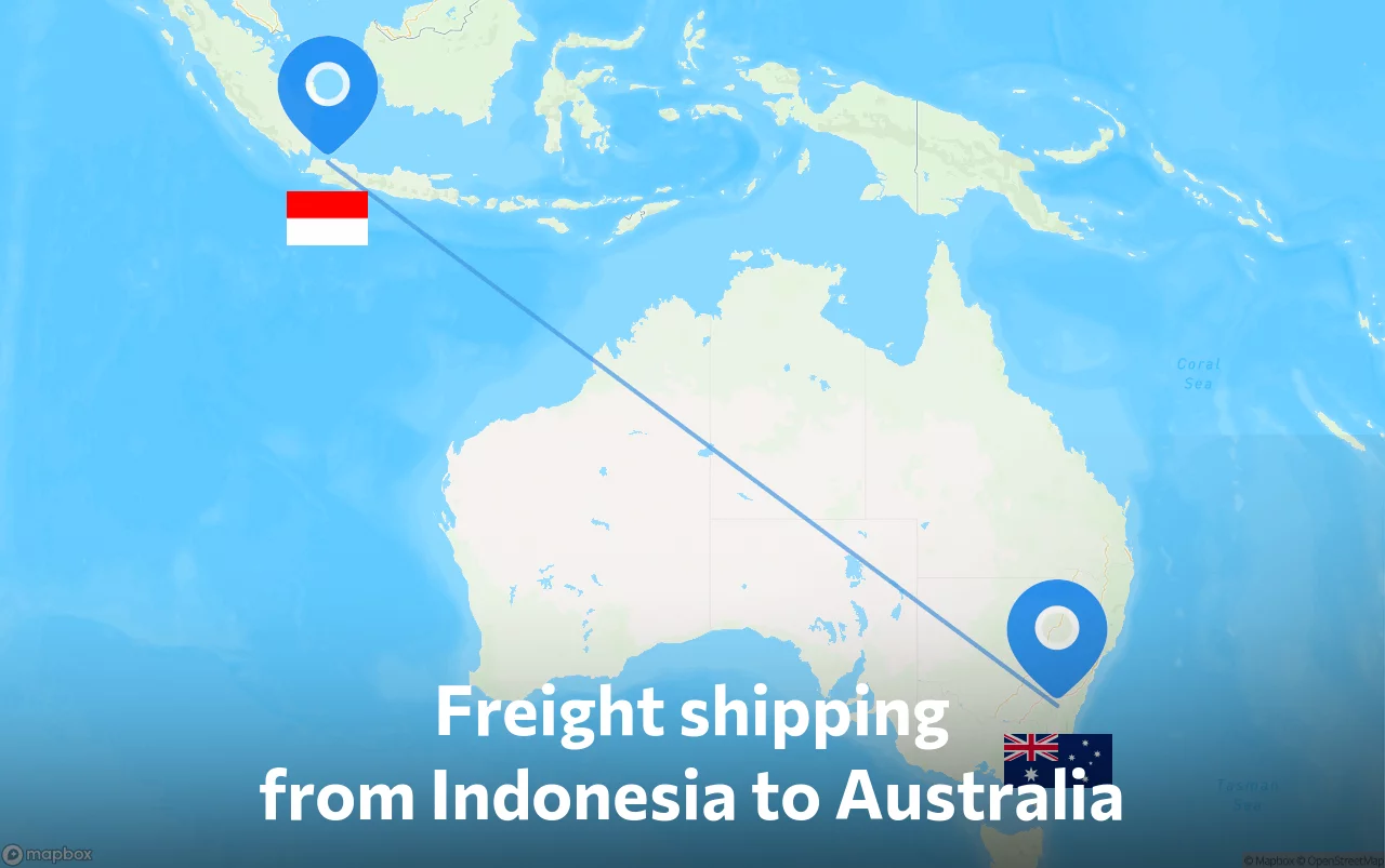 Shipping route from Indonesia to Australia