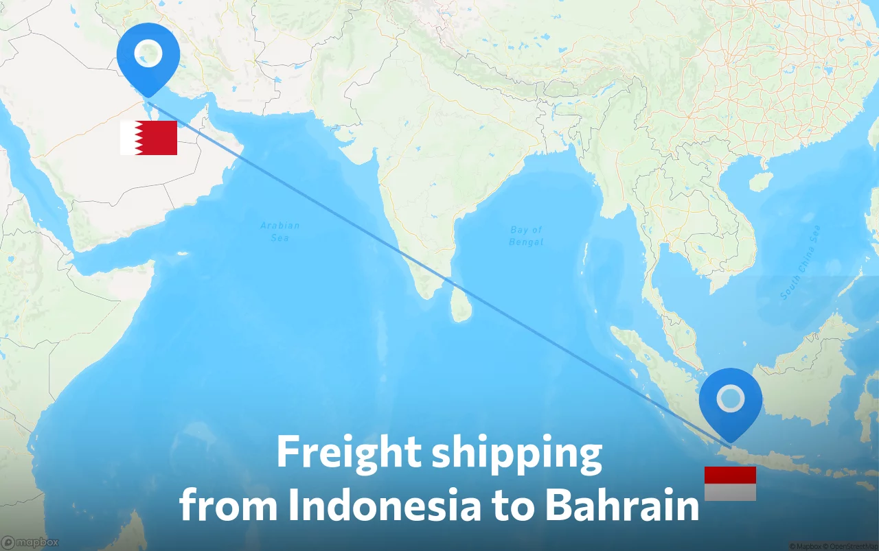 Shipping route from Indonesia to Bahrain