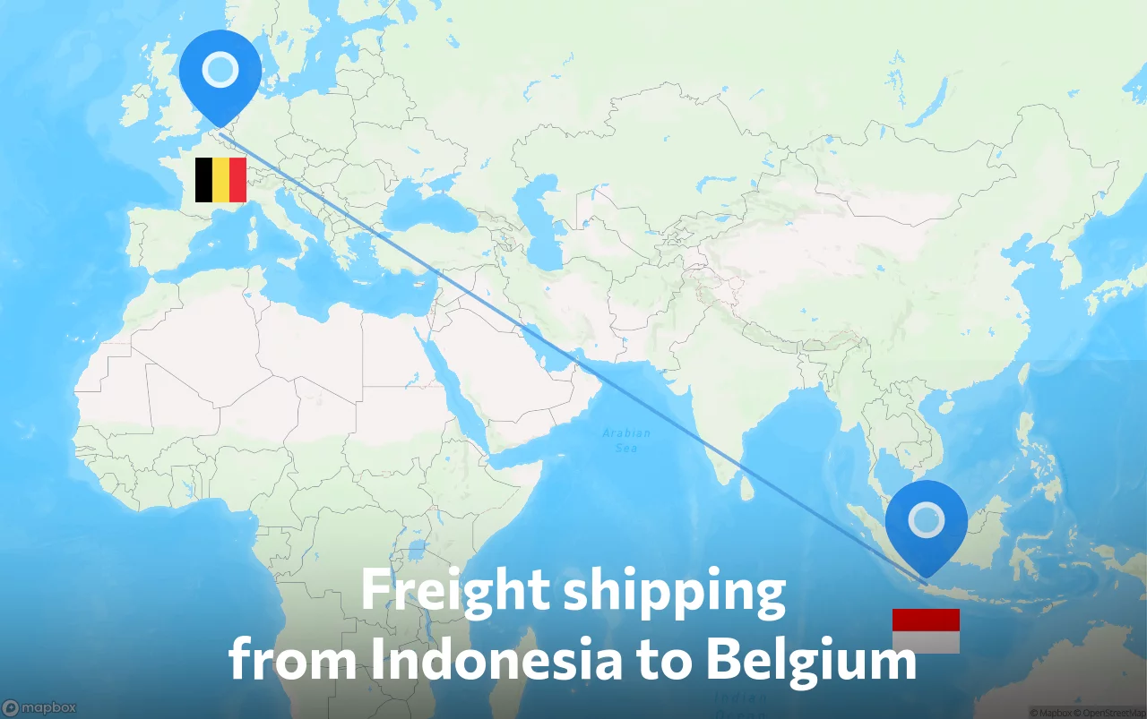 Shipping route from Indonesia to Belgium