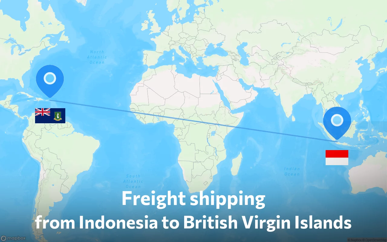 Shipping route from Indonesia to British Virgin Islands