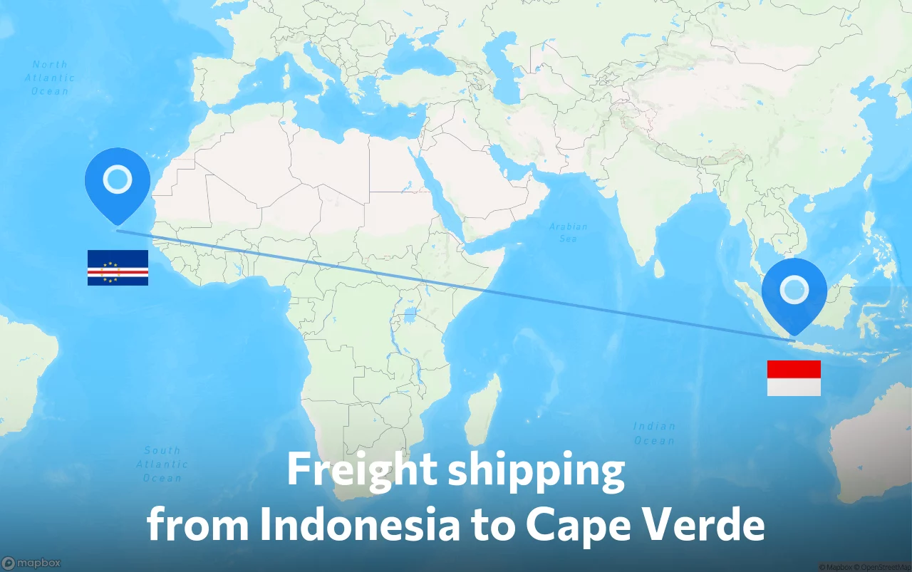 Shipping route from Indonesia to Cape Verde