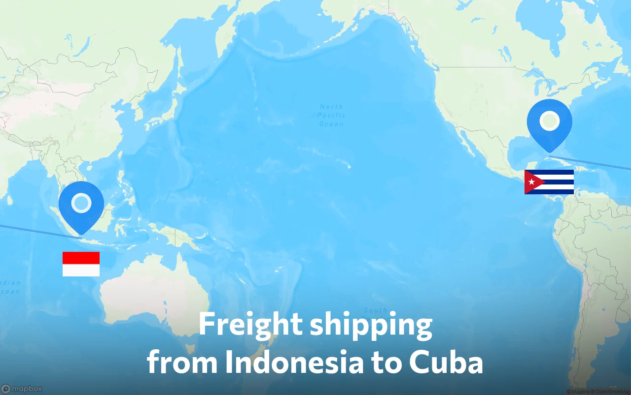 Shipping route from Indonesia to Cuba