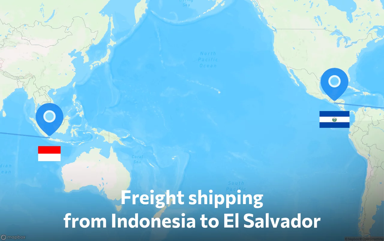 Shipping route from Indonesia to El Salvador