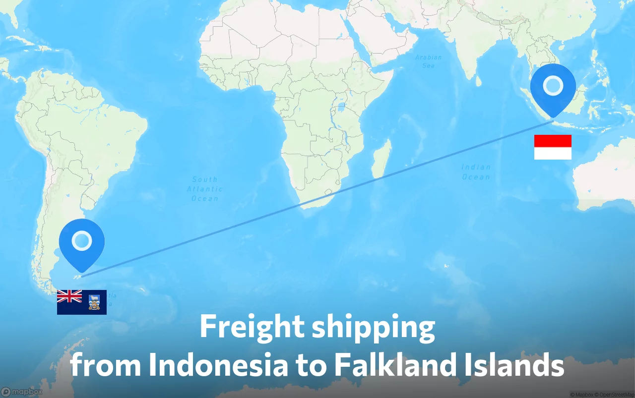 Shipping route from Indonesia to Falkland Islands